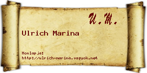 Ulrich Marina névjegykártya